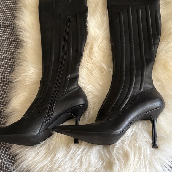 Jeffrey Campbell Black Heeled Boots thigh high - Picture 11 of 14